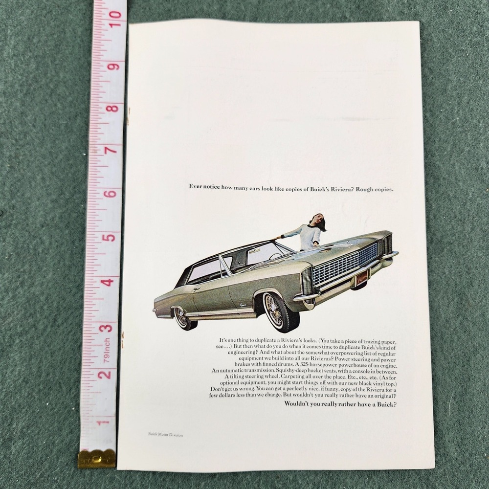 1966 Buick Riviera Vintage Magazine Print Advertisement VTG Car Ad ART 10x7